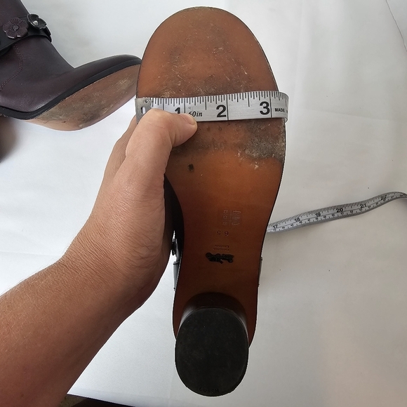 Coach Moto Tea Rose Leather Booties Oxblood Block Heel Ankle Boots Size 6.5 - Picture 10 of 16